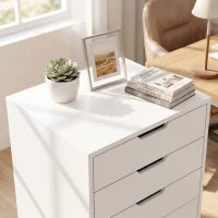 HOMCOM File Cabinet on Wheels Mobile Printer Stand with 5 Drawers for Home Office White(m-9)