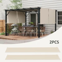 Outsunny 2 Pcs UV Protection Pergola Replacement Canopy, Pergola Shade Cover, Easy to Install, for 10' x 10' Pergola, Khaki(m-5)