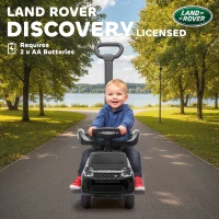 Qaba Land Rover Discovery Licensed 2-in-1 Ride On Push Car with Removable Parent Handle, Under-Seat Storage, Black(m-5)