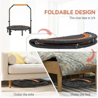 Soozier 40" Foldable Mini Fitness Trampoline, with Adjustable Foam Handle, Orange(m-5)