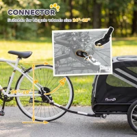 PawHut Dog Bike Trailer, 2-in-1 Dog Stroller with Universal Wheel Reflectors Flag, Grey(m-7)