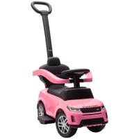 Qaba Land Rover Discovery Licensed 2-in-1 Ride On Push Car with Removable Parent Handle, Under-Seat Storage, Pink(m-9)