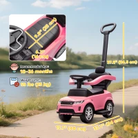 Qaba Land Rover Discovery Licensed 2-in-1 Ride On Push Car with Removable Parent Handle, Under-Seat Storage, Pink(m-3)