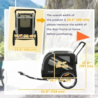 PawHut Dog Bike Trailer, 2-in-1 Dog Stroller with Universal Wheel Reflectors Flag, Grey(m-3)
