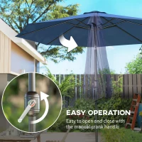 Outsunny 10' x 8' Round Market Umbrella, Patio Umbrella with Crank Handle and Tilt, Outdoor Parasol for Garden, Blue(m-5)