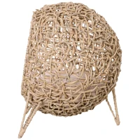 PawHut Rattan Cat House with Cushion, Elevated Wicker Kitten Bed for Indoor Cats, Natural Wood(m-12)