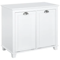 HOMCOM Tilt-Out Laundry Storage Cabinet, Bathroom Storage Organizer with Two-Compartment Tilt Out Hamper, White(m-2)