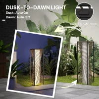 Outsunny Rattan Solar Floor Lamp, Decorative Outdoor Lamp with Auto On/Off LED Lights, IP44 for Patio, Porch, Pathway, Brown(m-5)