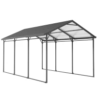 Outsunny 10 x 15ft Metal Carport, Heavy-Duty Carport Canopy with Reinforced Steel Frame & Roof, All-Weather Protection(m-2)