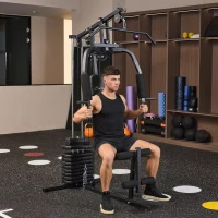 Soozier Home Gym Equipment, Multifunction Workout Machine with 99lbs Weight Stack for Back, Chest, Arm, Legs, and Full Body Workout(m-9)