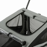 PawHut Dog Bike Trailer, 2-in-1 Dog Stroller with Universal Wheel Reflectors Flag, Grey(m-9)