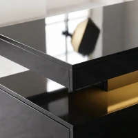 HOMCOM LED Coffee Table with Storage, 2-Tier Modern Center Table with 2 Drawers for Living Room, High Gloss Black(m-10)