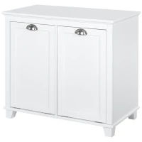 HOMCOM Tilt-Out Laundry Storage Cabinet, Bathroom Storage Organizer with Two-Compartment Tilt Out Hamper, White(m-11)