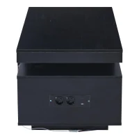 High Gloss Coffee Table with App-Controlled LED Light Strip, Functional Center Table with 2 Soft-Close Acrylic Cabinets, 39.5" L x 19.5" W x 17" H, Black(m-12)