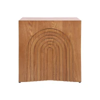 Farmhouse End Table with Rubber Floor-Protecting Pads, Accent Coffee Table for Living Room or Bedroom, 19'' L x 19'' W x 19'' H, Natural + Light Brown(m-12)