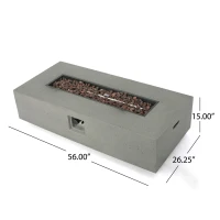50,000 BTU Propane Fire Table with Powder-Coated Iron Frame, Smokeless Liquid Fireplace with Durable Construction, 56'' L x 26'' W x 15'' H, Light Gray(m-3)