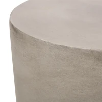 Outdoor Round Side Table with Lightweight Concrete, Patio Accent Table with Durable Smooth Finish, 15.5'' L x 15.5'' W x 16'' H, Light Grey(m-6)