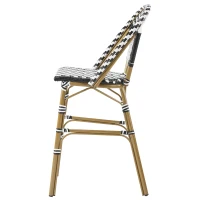 Outdoor Bar Stools Set with Lightweight Aluminium Frame, Woven Counter Chairs with Durable PE Rattan Weave, 18'' L x 24.5'' W x 45.5'' H, White+Black(m-14)