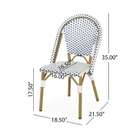 Set of 2 Outdoor Bistro Chairs with PE Rattan Weave, PE Rattan Seating with Aluminum Rust-Resistant Frame, 19'' L x 21.5'' W x 35'' H, Blue(m-3)