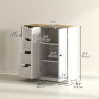 HOMCOM Freestanding Bathroom Floor Cabinet, Modern Bathroom Cabinet with Adjustable Shelf, 4 Drawers and 2 Doors, White(m-3)