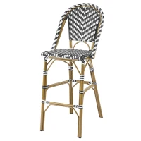 Outdoor Bar Stools Set with Lightweight Aluminium Frame, Woven Counter Chairs with Durable PE Rattan Weave, 18'' L x 24.5'' W x 45.5'' H, White+Black(m-13)