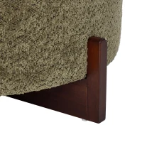 Round Storage Ottoman with Tufted Fabric Upholstery, Multi-Functional Coffee Table with Solid Wood Legs, 32'' L x 32'' W x 17.5'' H, Green(m-8)