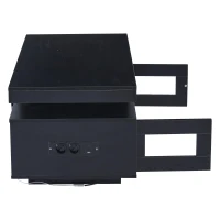 High Gloss Coffee Table with App-Controlled LED Light Strip, Functional Center Table with 2 Soft-Close Acrylic Cabinets, 39.5" L x 19.5" W x 17" H, Black(m-13)