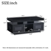 High Gloss Coffee Table with App-Controlled LED Light Strip, Functional Center Table with 2 Soft-Close Acrylic Cabinets, 39.5" L x 19.5" W x 17" H, Black(m-3)