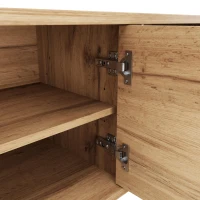 Modern Vintage TV Stand for 65-Inch TV with Perforated Side Doors, Spacious TV Cabinet with 8 Shelves, 39.5" L x 19.5" W x 17" H, Natural(m-6)