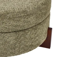 Round Storage Ottoman with Tufted Fabric Upholstery, Multi-Functional Coffee Table with Solid Wood Legs, 32'' L x 32'' W x 17.5'' H, Green(m-7)