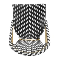 Outdoor Bar Stools Set with Lightweight Aluminium Frame, Woven Counter Chairs with Durable PE Rattan Weave, 18'' L x 24.5'' W x 45.5'' H, White+Black(m-9)