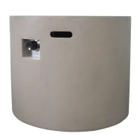 40,000 BTU Outdoor Patio Fire Table with Lightweight Concrete, Round MGO Fire Pit for Backyard Gatherings, 31'' L x 31'' W x 24.5'' H, Light Gray(m-13)