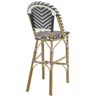 Outdoor Bar Stools Set with Lightweight Aluminium Frame, Woven Counter Chairs with Durable PE Rattan Weave, 18'' L x 24.5'' W x 45.5'' H, White+Black(m-11)