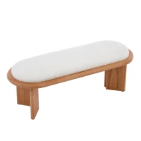 Solid Wood End-of-Bed Bench with High-Resilience Foam, Space-Saving Hallway Seating with Solid Wood Frame, 47'' L x 17.5'' W x 17'' H, Natural Wood(m-14)