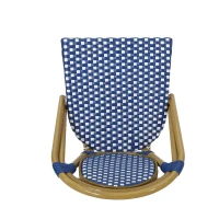 Outdoor Bistro Chairs with Rust-Resistant Aluminium Frame, Flat-Wicker Armless Seats with Polyethylene Rattan, 18.5'' L x 21.5'' W x 34.5'' H, White+Blue(m-9)