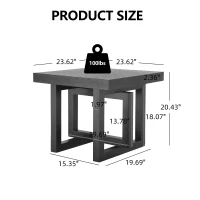 Solid Wood End Table with Non-Slip Feet and Compact Surface, Farmhouse Side Table for Small Spaces and Sofa Accent, 23.5'' L x 23.5'' W x 20.5'' H, Black(m-3)
