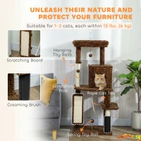 PawHut 52 Inch Cat Tree with Scratching Posts, Cat Bed, Condo, Jumping Platforms, Toy Balls, Anti-tip Kit(m-5)