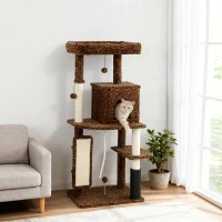 PawHut 52 Inch Cat Tree with Scratching Posts, Cat Bed, Condo, Jumping Platforms, Toy Balls, Anti-tip Kit(m-8)