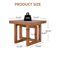Solid Wood End Table with Sturdy Solid Wood Construction, Bedside Accent Table with Non-Slip Feet, 23.5'' L x 23.5'' W x 20.5'' H, Walnut(m-3)