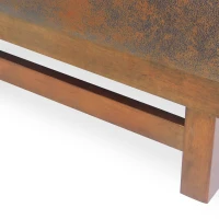 Large Square Ottoman Coffee Table with Upholstered Faux Leather, Versatile Multi‑Use Seating Table with Plush Cushion Top, 48'' L x 27'' W x 15.5'' H, Brown(m-7)