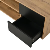 65-Inch Modern TV Stand with Geometric Diagonal Carved Door, Stylish TV Cabinet with Low-Profile Design, 65" L x 15.5" W x 19.5" H, Natural(m-11)