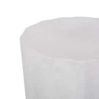 Outdoor Concrete Side Table with Subtly Fluted Cylindrical Base, Cylindrical Accent Table with Soft Wave Edge, 15.5'' L x 15.5'' W x 18'' H, Antique White(m-5)