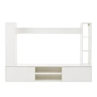 Stylish TV Wall Unit Set for TVs up to 80 Inches with Display Cabinets, Spacious Media TV Cabinet Set with 3 Doors, 71" L x 13.5" W x 48.5" H, White(m-2)