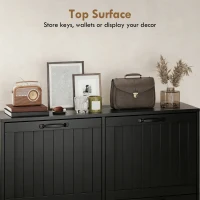 HOMCOM Shoe Cabinet with 4 Flip Drawers, Freestanding Narrow Shoe Storage Cabinet with Adjustable Shelves, Open Back, Black(m-7)