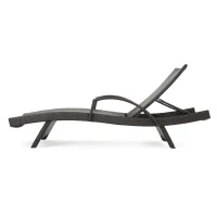 Set of 2 PE Rattan Chaise Lounge with Weather-Resistant Loungers, Adjustable Poolside Recliners with Folding Legs, 78.5'' L x 31'' W x 20.5'' H, Brown Multi(m-11)