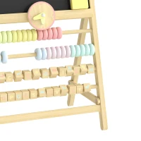Qaba Wooden Kids Art Easel with Double-Sided Chalkboard, Clock, Abacus, Blackboard Eraser for Painting, for Ages 2+, Natural(m-11)
