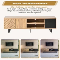 65-Inch Modern TV Stand with Geometric Diagonal Carved Door, Stylish TV Cabinet with Low-Profile Design, 65" L x 15.5" W x 19.5" H, Natural(m-4)