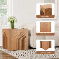 Farmhouse End Table with Rubber Floor-Protecting Pads, Accent Coffee Table for Living Room or Bedroom, 19'' L x 19'' W x 19'' H, Natural + Light Brown(m-4)