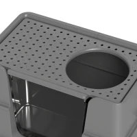 PawHut XL Stainless Steel Litter Box w/ 100° Flip Top, Scoop, Side Top Dual Entry, Odor Free, Easy Cleaning, Anti Leakage(m-10)