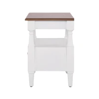 Set of 2 Modern Nightstand with Drawers and Open Shelves, Wooden Bedside Tables with Non‑Slip Rubber Feet, 19'' L x 15'' W x 22.5'' H, Milk White(m-15)